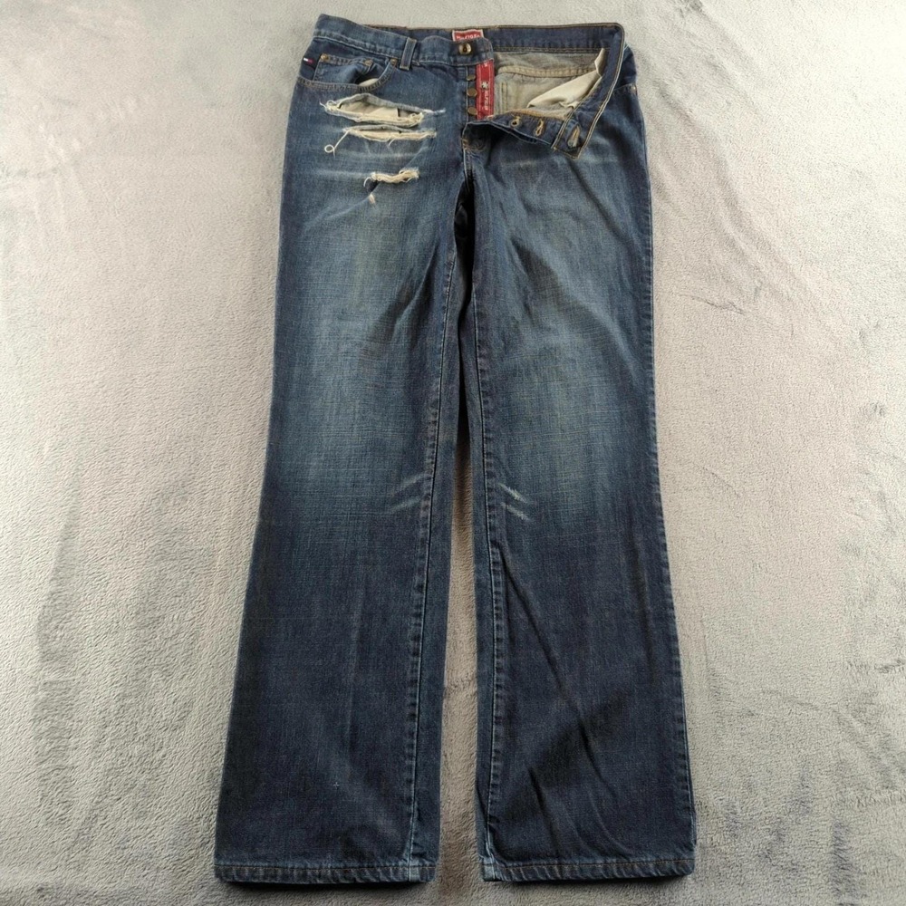 Vintage Y2K Tommy Hilfiger Red Label Jeans 34x34 Blue Faded Wide Grunge Canada